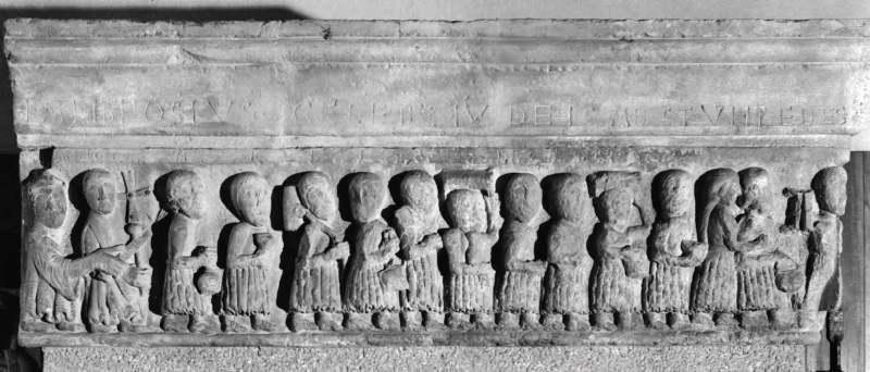 Saint Ambrose driving the Jews (who symbolize the defeated German oppressors) out of Milan